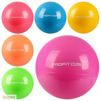 Мяч MS0382 для фитнеса, 6 цветов, 65см, Фитбол, резина, 900г, в пак. 17 13 8см