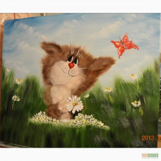 Картина маслом Веселий котик 50х60