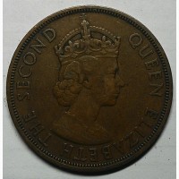 Восточные Карибы, 2 цента 1955 год дм. 30, 5 мм, вес 9, 55 г