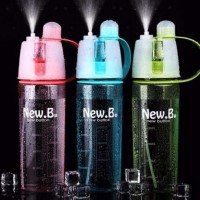 Бутылка для воды New B с распылителем и поилкой (600 мл) (розовая)