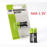 Батарейка аккумулятор ААА 1, 5V ZNTER заряд от micro USB 400 Mah