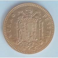 Монета. Испания 1 песета. Король Хуан Карлос I, 1975
