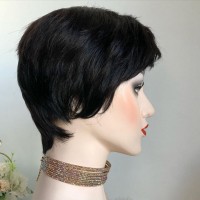 Парик из натуральных волос 88 - парик из 100% натуральных волос короткая стрижка черный