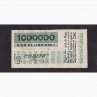1 000 000 марок 1923г Тюрингия. С 41989. Германия