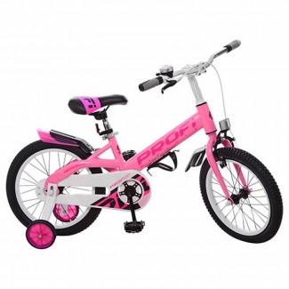 Велосипед детский PROF1 16 дюймов W16115-3 Original, розовый, крылья, звонок, доп.колеса