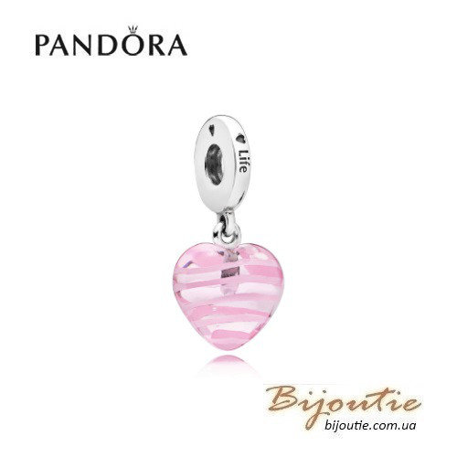 Шарм-подвеска PANDORA ― розовое стеклянное сердце 797069 оригинал