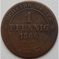 Саксония 1 пфенниг 1866 год