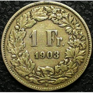 Швейцария 1 франк 1903 год серебро СОСТОЯНИЕ