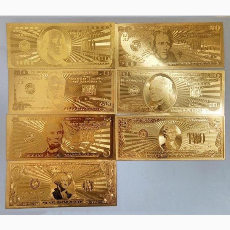 Сувенирные банкноты 100, 50, 20, 10, 5, 2 и 1 доллар США