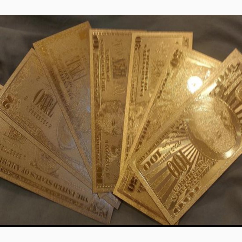 Фото 2. Сувенирные банкноты 100, 50, 20, 10, 5, 2 и 1 доллар США