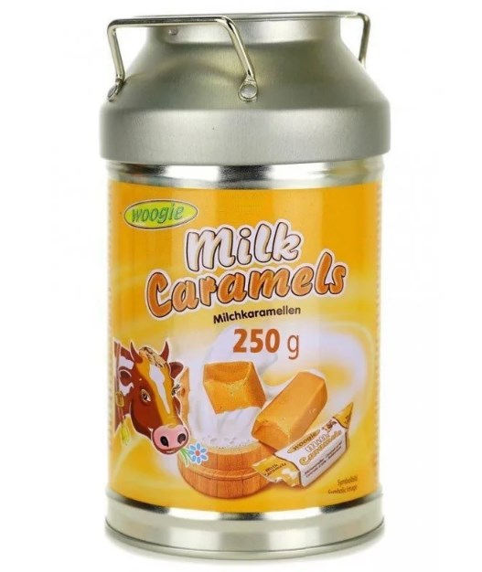 Копилка Woogie молочная карамель ж/б, 250г Карамельная коровка Woogie Milk Caramels