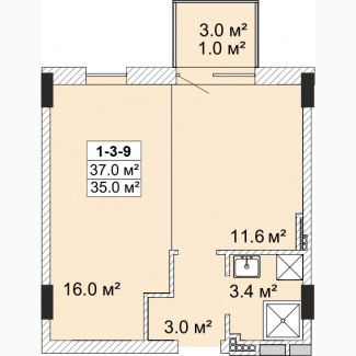 1 комнатная квартира от строителей