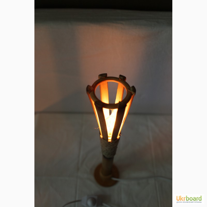 Фото 3. Настольный светильник ночник из бамбука ручной работы