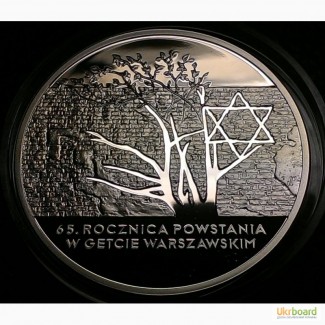 Польша 20 Злотых 2008 серебро 925, вес 28.28 ГЕТТО
