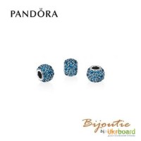 Оригинал шарм PANDORA синие мерцающие капли 791755NLB