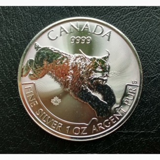 Продам серебряную монету:Канада Хищник.Идеальное Состояние.Серебро 999.9 пробы