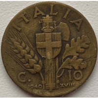 Италия 10 чентезимо 1940 год а74