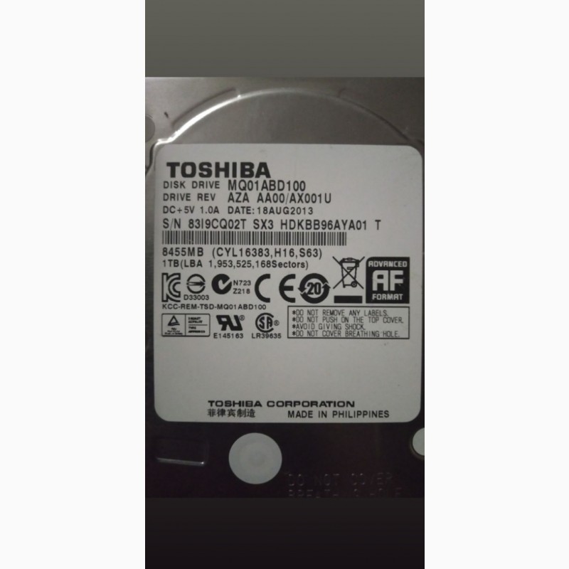 Фото 4. Жёсткий диск Toshiba 1tb