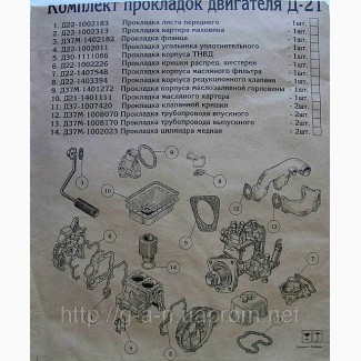 Комплект прокладок для ремонта двигателя Д-21(Т-16/25)