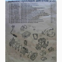 Комплект прокладок для ремонта двигателя Д-21(Т-16/25)