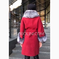 Модное пальто из 100% альпаки, мех норвежская чернобурка