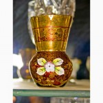 Продам три декоративные вазочки (2 красные, 1 синяя кобальт) богемского стекла, смальта