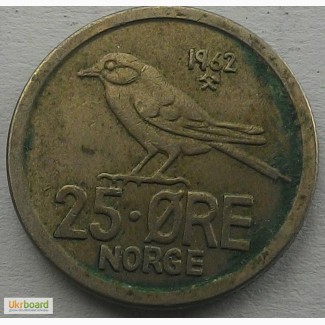 Норвегия 25 эре 1962