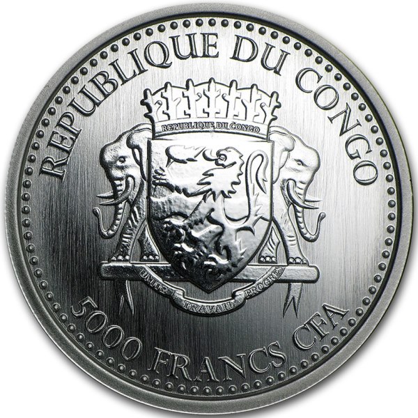 Фото 2. Продам серебряную монету:Конго Горилла. Серебро. Тираж 100 экз. в мире