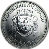 Продам серебряную монету:Конго Горилла. Серебро. Тираж 100 экз. в мире