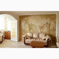 Художественная роспись стен, обои ручной работы, барельеф, декор покрытия