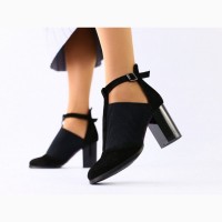 Женские чёрные замшевые туфли