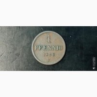 1 пфенниг, 1856г. F. Саксония. Германия. Медь