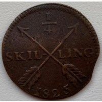 Швеция 1/4 скиллинга 1825 год е357