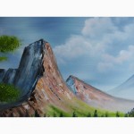 Картина маслом Хатинка в горах 60х80