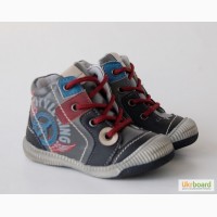 Демисезонные ботинки для мальчиков Солнце арт.1238-1 серый-бордо.шнурки с 21-24р