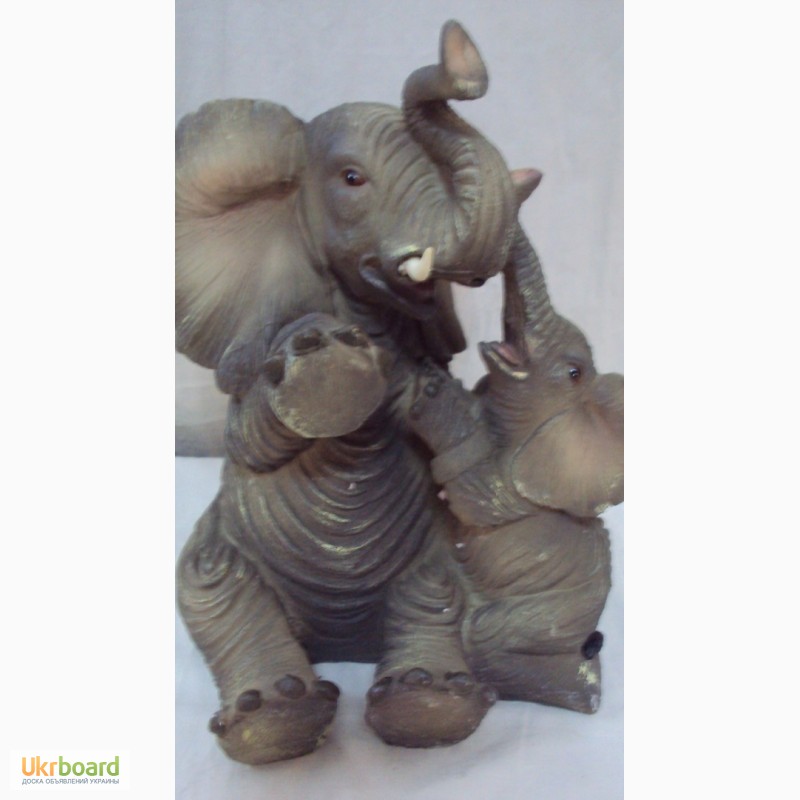 Фото 2. Статуэтки слонов, дерево, керамика