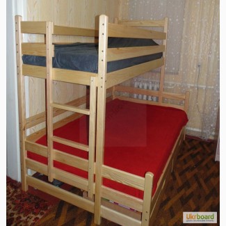 Двухъярусная трехместная кровать из массива ольхи или сосны Бенжамин