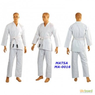 Кимоно для карате белое MATSA МА-0016 130-190см плотность 240г на м2