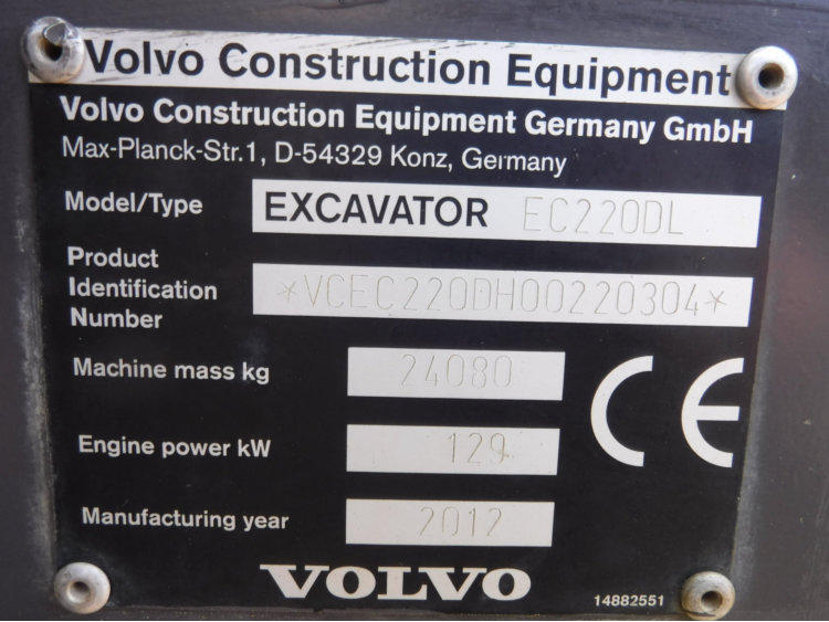 Фото 12. Гусеничный экскаватор Volvo EC 220 DL (2012 г)