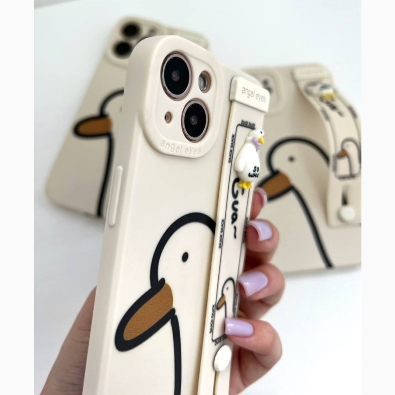 Фото 13. Силіконовий чохол з тримачем уточка качка ga-ga Duck IPhone 12 14 pro max Чохол силіконов
