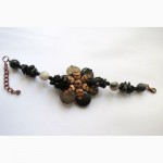 Продам браслет из натурального речного жемчуга и агатов в меди handmade украшение