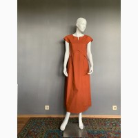 Платье из льна Season в стиле бохо цвета терракот