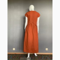 Платье из льна Season в стиле бохо цвета терракот