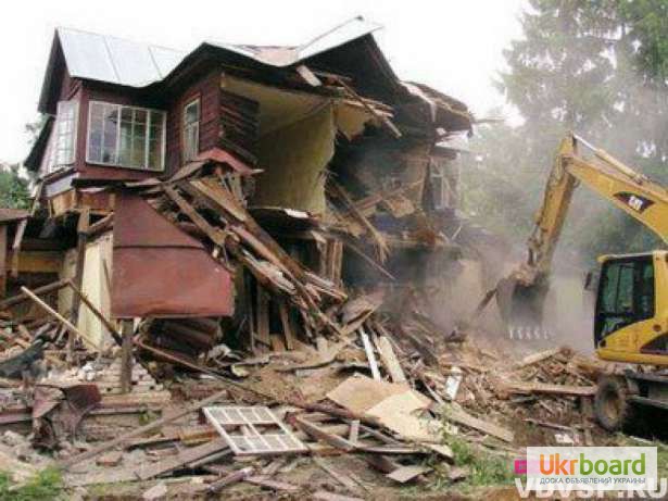 Фото 4. Демонтаж зданий, домов, стен, дорожного покрытия