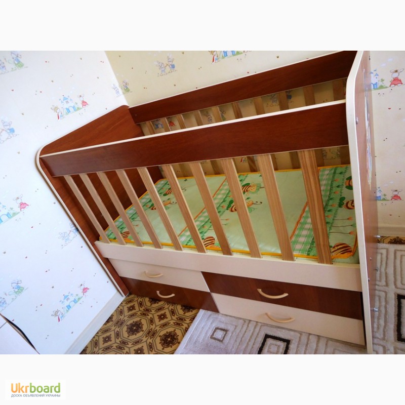 Фото 2. Продам детскую кроватку от 0 до 5 лет с ящиками Babybed Furkan бежево-коричневую