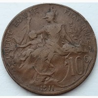 Франция 10 сантимов 1911 год е415