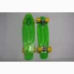 Скейтборд/скейт Penny Board прозрачный зеленый (Пенни борд): 6 цветов (лонгборд)