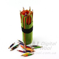 Чехол для карандашей Digital Wool 8 (Color) зелено-оранжевый