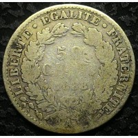 Франция 50 сантим 1888 год серебро