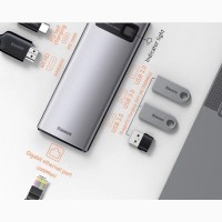 Переходник 6 в 1 USB Type-C Хаб Baseus Metal Gleam Series, USB-C to 3x USB 3.0 HDMI PD